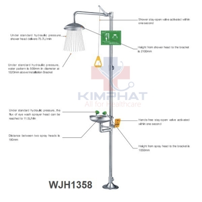 BỒN RỬA MẮT KẾT HỢP TẮM KHẨN CẤP WJH1358